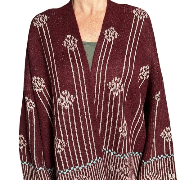 BCBG MaxSport Floral Cardigan Sweater Open Front Long S - Picture 5 of 9